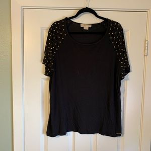 Michael Korda studded sleeve top